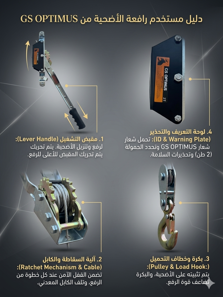 طن2 القوة والأمان GS OPTIMUS 2T رافعة الاضحية الميكانيكية من